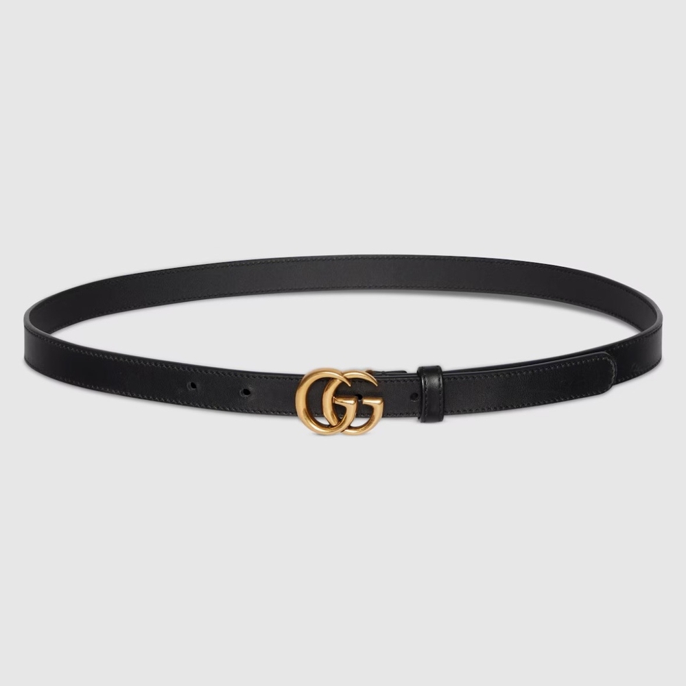 Gucci Black Belt with Gold GG Emblem